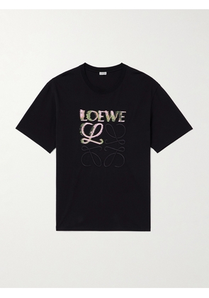 LOEWE - Logo-Embroidered Cotton-Jersey T-Shirt - Men - Black - XXS