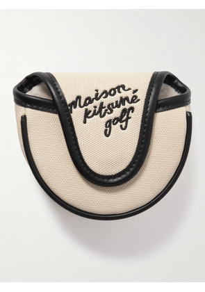 Maison Kitsuné - Logo-Embroidered Faux Leather-Trimmed Canvas Mallet Cover - Men - Neutrals