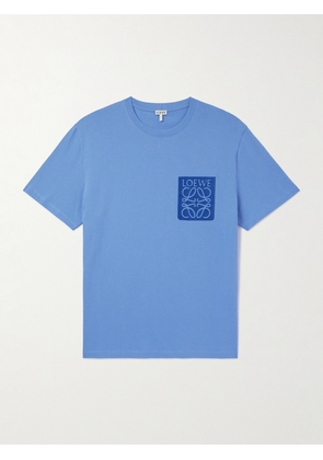 LOEWE - Anagram Logo-Embroidered Cotton-Jersey T-Shirt - Men - Blue - XXS