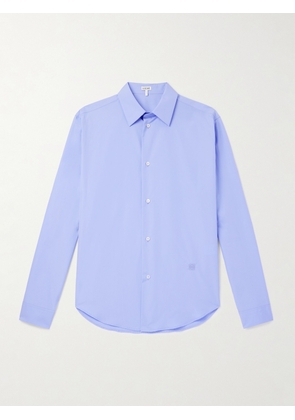 LOEWE - Logo-Embroidered Cotton Shirt - Men - Blue - EU 37