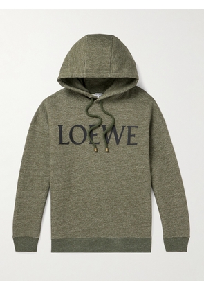 LOEWE - Logo-Print Cotton-Jersey Hoodie - Men - Green - XS