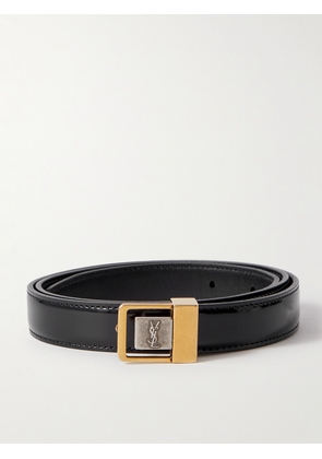 SAINT LAURENT - 3cm Logo-Embellished Leather Belt - Men - Black - EU 85