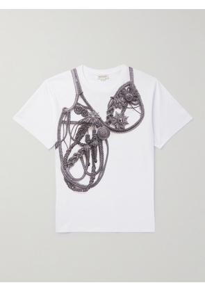 Alexander McQueen - Slim-Fit Printed Cotton-Jersey T-Shirt - Men - White - S