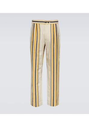 Bode Striped mid-rise cotton straight pants