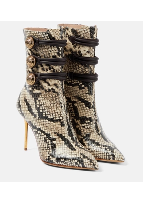 Balmain Alma snake-effect leather ankle boots