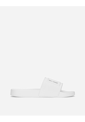 Dolce & Gabbana Rubber Beachwear Sliders With Dg Logo - Man Sandals And Slides White Rubber 39
