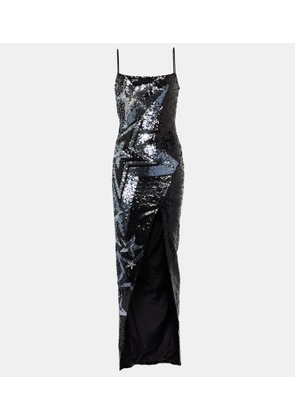 Balmain Sequined side-slit maxi dress