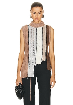 Christopher Esber Connector Cable Knit Vest in Sirocco Multi - Nuetral. Size XS (also in L, M).