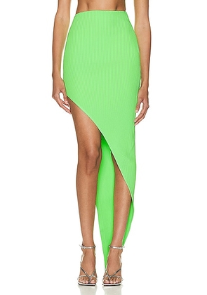 David Koma Asymmetrical Hem Knit Skirt in Neon Green - Green. Size L (also in ).