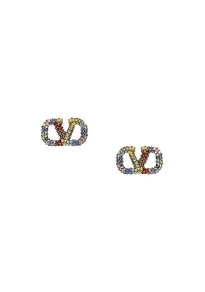 Valentino Garavani V Logo Signature Earrings in Oro & Rainbow - Metallic Gold. Size all.