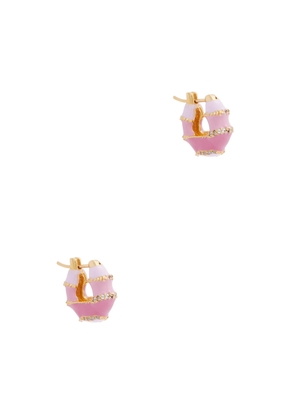 Joanna Laura Constantine Mini Striped Gold-plated Hoop Earrings - Pink - One Size