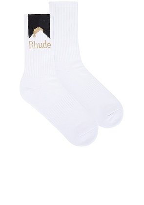 Rhude Rhude Moonlight Sock in White  Black  & Yellow - White. Size all.