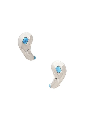 Givenchy Organic Silvery Earrings in Turquoise - Metallic Silver. Size all.