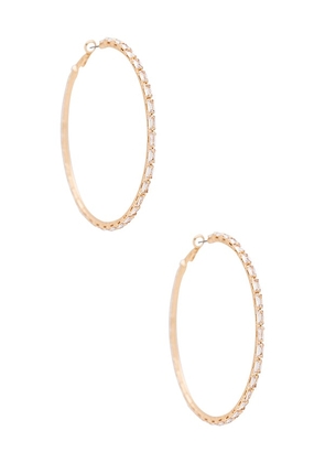 Ettika Crystal Baguette Hoop Earrings in Metallic Gold.
