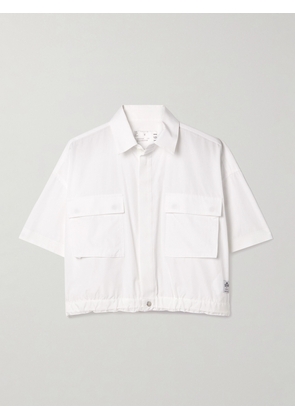 Sacai - + Thomas Mason Cropped Cotton-poplin Shirt - Neutrals - 1,2,3,4