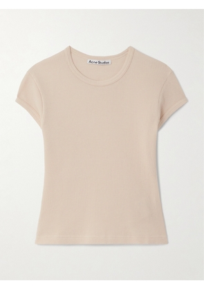Acne Studios - Cropped Waffle-knit Cotton T-shirt - Pink - xx small,x small,small,medium,large