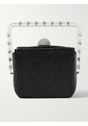Aquazzura - Noodle Box Crystal-embellished Pvc And Cracked-leather Tote - Black - One size