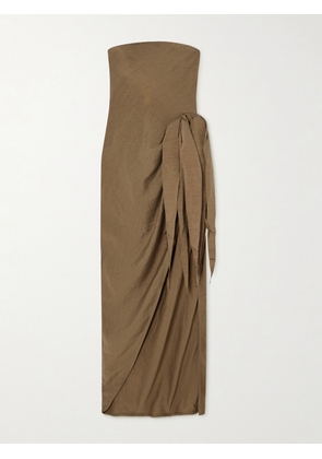 Cult Gaia - Kelli Strapless Tie-detailed Tencel™ Lyocell-blend Midi Dress - Brown - US0,US2,US4,US6,US8,US10,US12