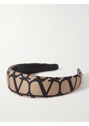 Valentino Garavani - Toile Iconographe Silk-twill And Leather Headband - Neutrals - One size