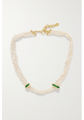 Pacharee - Prado Gold-plated, Pearl And Emerald Choker - White - One size