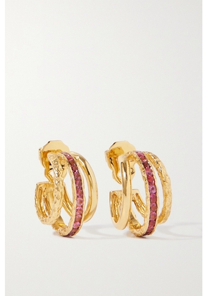 Pacharee - Gold-plated Tourmaline Hoop Earrings - Pink - One size