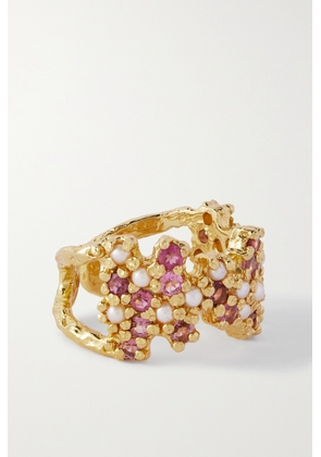 Pacharee - Floret Gold Vermeil, Ruby And Pearl Ring - Pink - 50,52,53,54,55