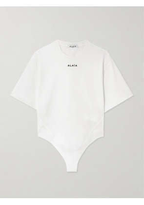 Alaïa - Embroidered Cotton-jersey Bodysuit - White - FR34,FR36,FR38,FR40,FR42,FR44,FR46