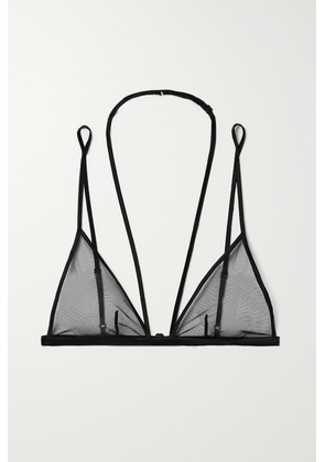 Kiki de Montparnasse - Minimaliste Stretch-silk Trimmed Tulle Soft-cup Triangle Bra - Black - x small,small,medium,large,x large