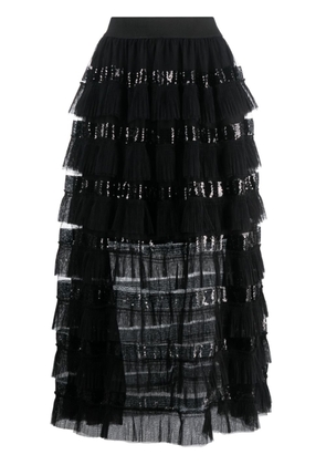 Maje ruffled maxi skirt - Black