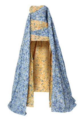 Carolina Herrera floral-print double-layer dress - Blue