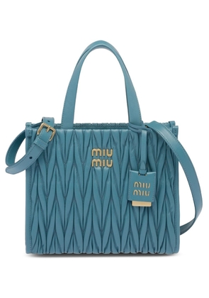 Miu Miu Matelassé nappa leather tote bag - Blue
