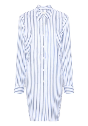 DRIES VAN NOTEN knot-detail striped cotton shirt - Blue