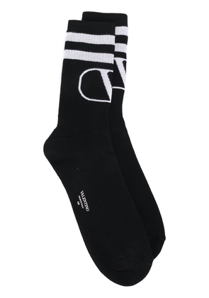 Valentino Garavani V logo stripe detail socks - Black