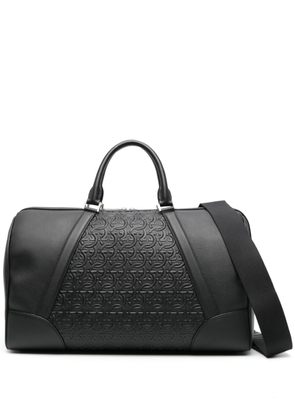 Ferragamo Gancini-embossed leather duffle bag - Black