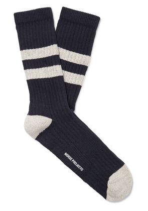 Norse Projects - Bjarki Striped Ribbed Cotton Socks - Men - Blue