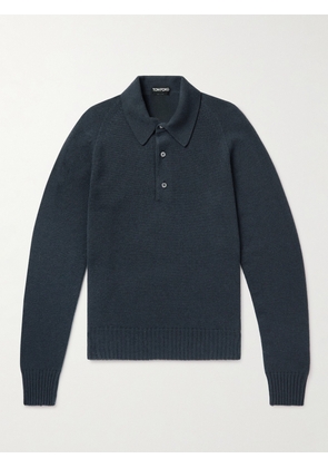 TOM FORD - Cashmere Polo Shirt - Men - Blue - IT 44