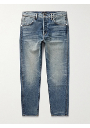TOM FORD - Slim-Fit Garment-Washed Selvedge Jeans - Men - Blue - UK/US 30