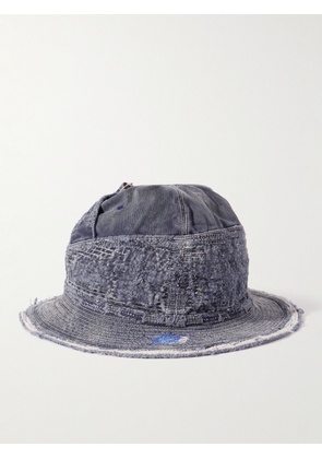 KAPITAL - The Old Man and the Sea Distressed Buckled Cotton-Twill Bucket Hat - Men - Blue