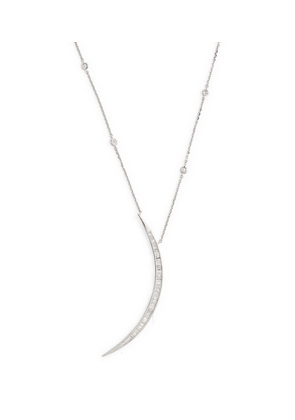 Bee Goddess White Gold And Diamond Star Light Crescent Moon Necklace