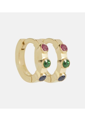 Ileana Makri Rainbow Stepping Stone 18kt yellow gold midi hoop earrings with rubies and sapphires
