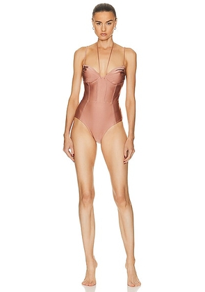 Shani Shemer Gaia One Piece Swimsuit in Coffee Cream - Rust. Size XS (also in ).