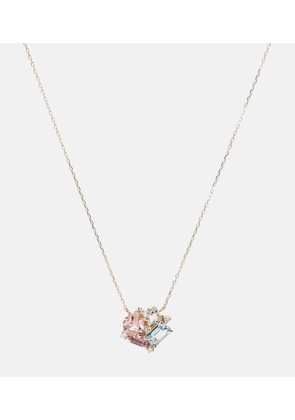 Suzanne Kalan Blossom 14kt gold necklace with diamonds, amethyst, topaz and rose de France