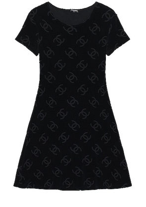 chanel Chanel Coco Mark Pattern Velour Dress in Black - Black. Size 40 (also in ).