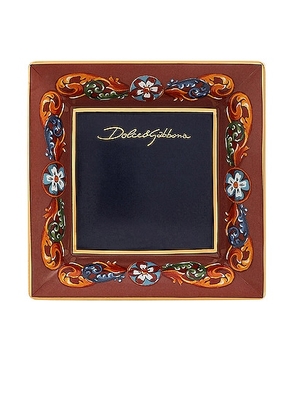 Dolce & Gabbana Casa Carretto Square Trinket Dish in Medium Red - Rust. Size all.