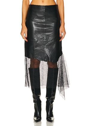 Helmut Lang Leather Lace Skirt in Black - Black. Size 2 (also in ).