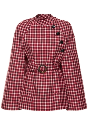 Cléry Belted Checked Short Cape Coat