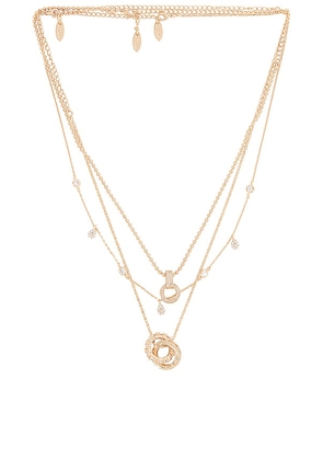 Ettika Layered Pendant Necklace in Metallic Gold.