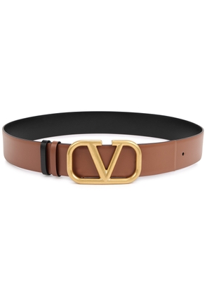 Valentino Garavani VLogo Reversible Leather Belt - Brown