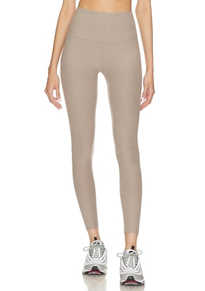 Beyond Yoga Spacedye Caught in The Midi High Waisted Legging in Tan. Size M, S, XL, XS.