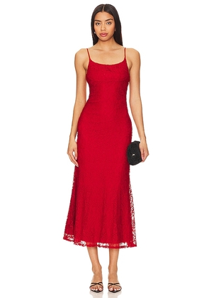 Bardot Ruby Midi Dress in Red. Size 10, 12, 4, 6, 8.